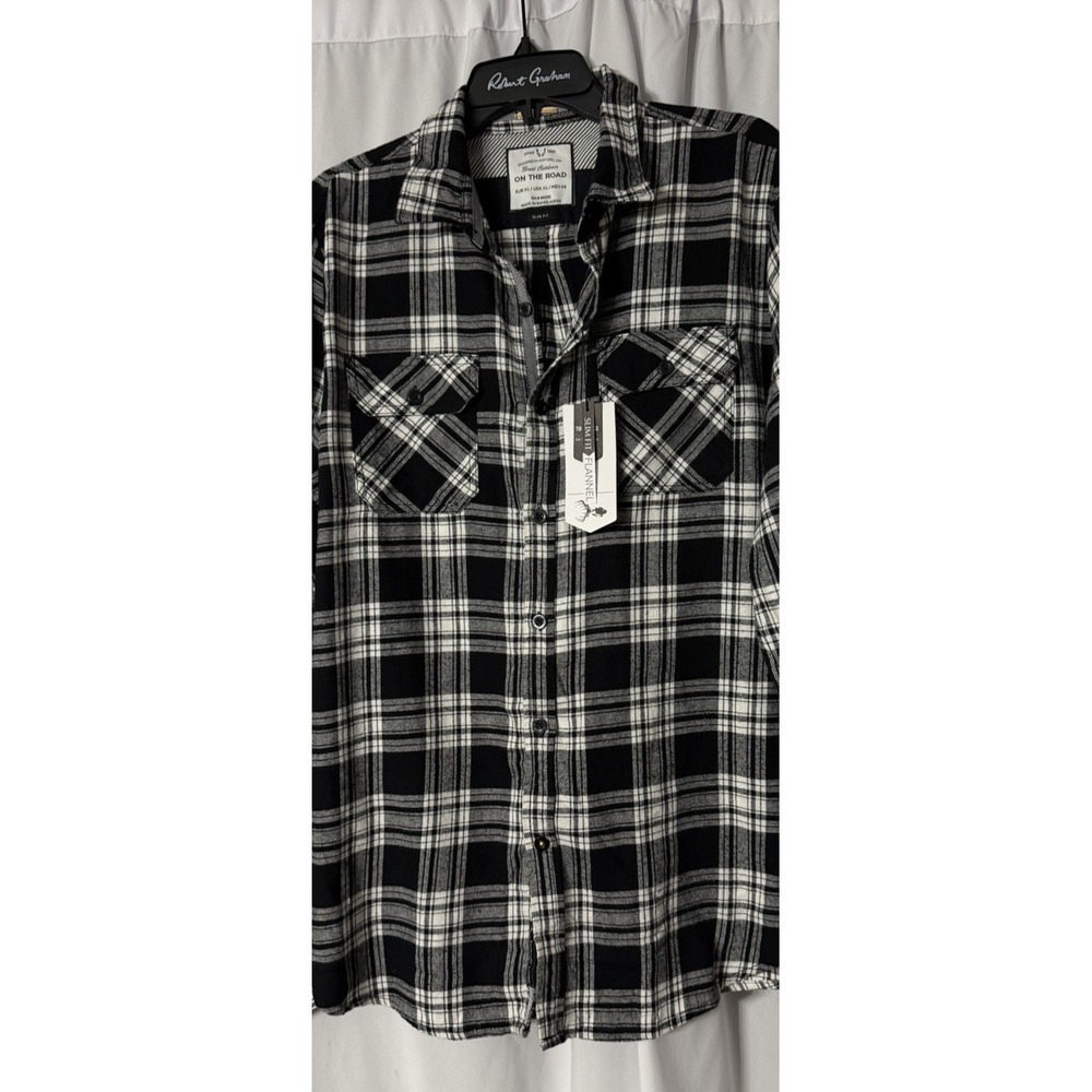 NWT On The Road Great Outdoors Mens Slim Fit Button Flannel Shirt Size XL - Picture 6 of 13